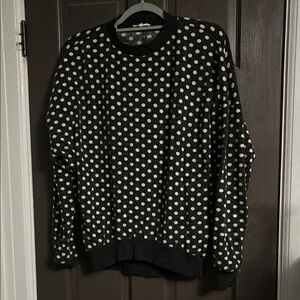 Easel Dark Gray and Cream Polka Dot Crewneck Sweater